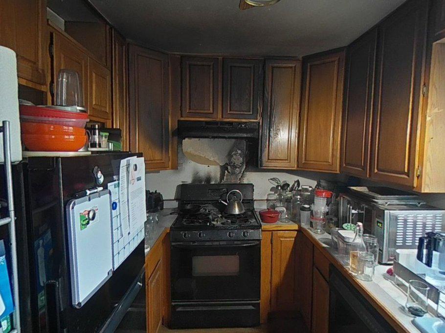 Residential kitchen fire.