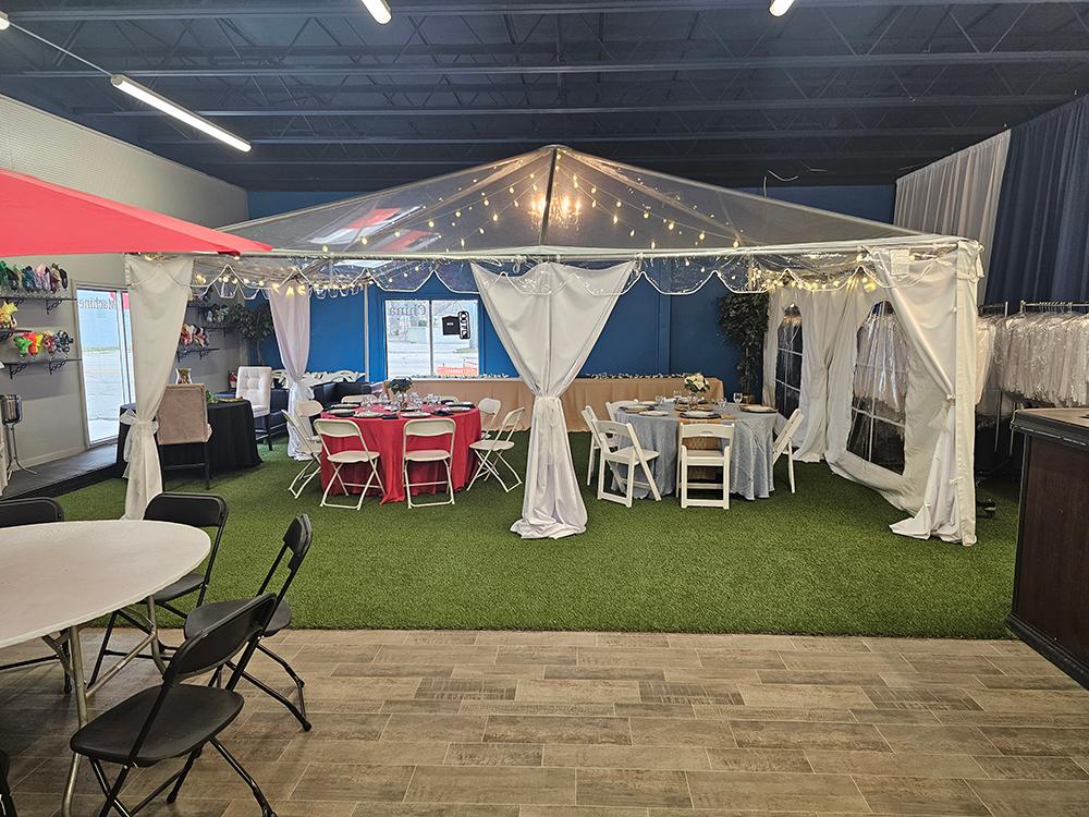 Clear Top Tent in showroom