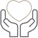 Hands holding a pictorial heart icon.