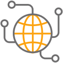 Globe with protruding arms icon.