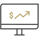Uptrend computer screen icon.