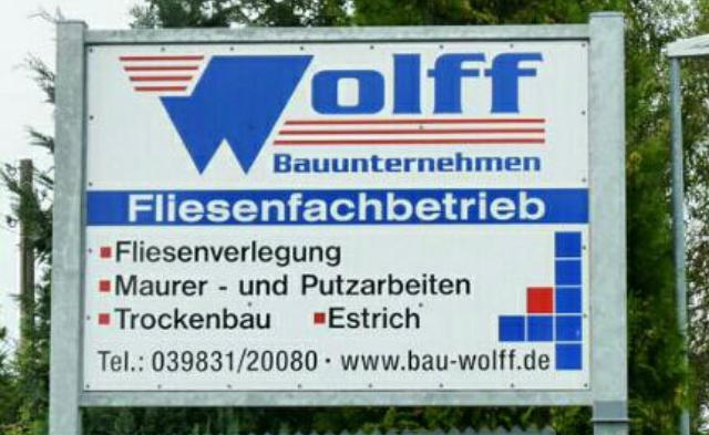Wolff Bauunternehmen
Fliesenfachbetrieb
Meisterhandwerksbetrieb