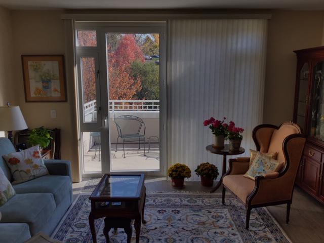 Regardless of the window width, the Vertical Honeycomb Shade with a 6 1/2” stack, is a perfect solution for maintaining a great view, providing privacy, sun control and great insulation. This Sleepy Hollow home couldn't have chosen a better fit for their entryway.  #BudgetBlindsOssining #FreeConsult