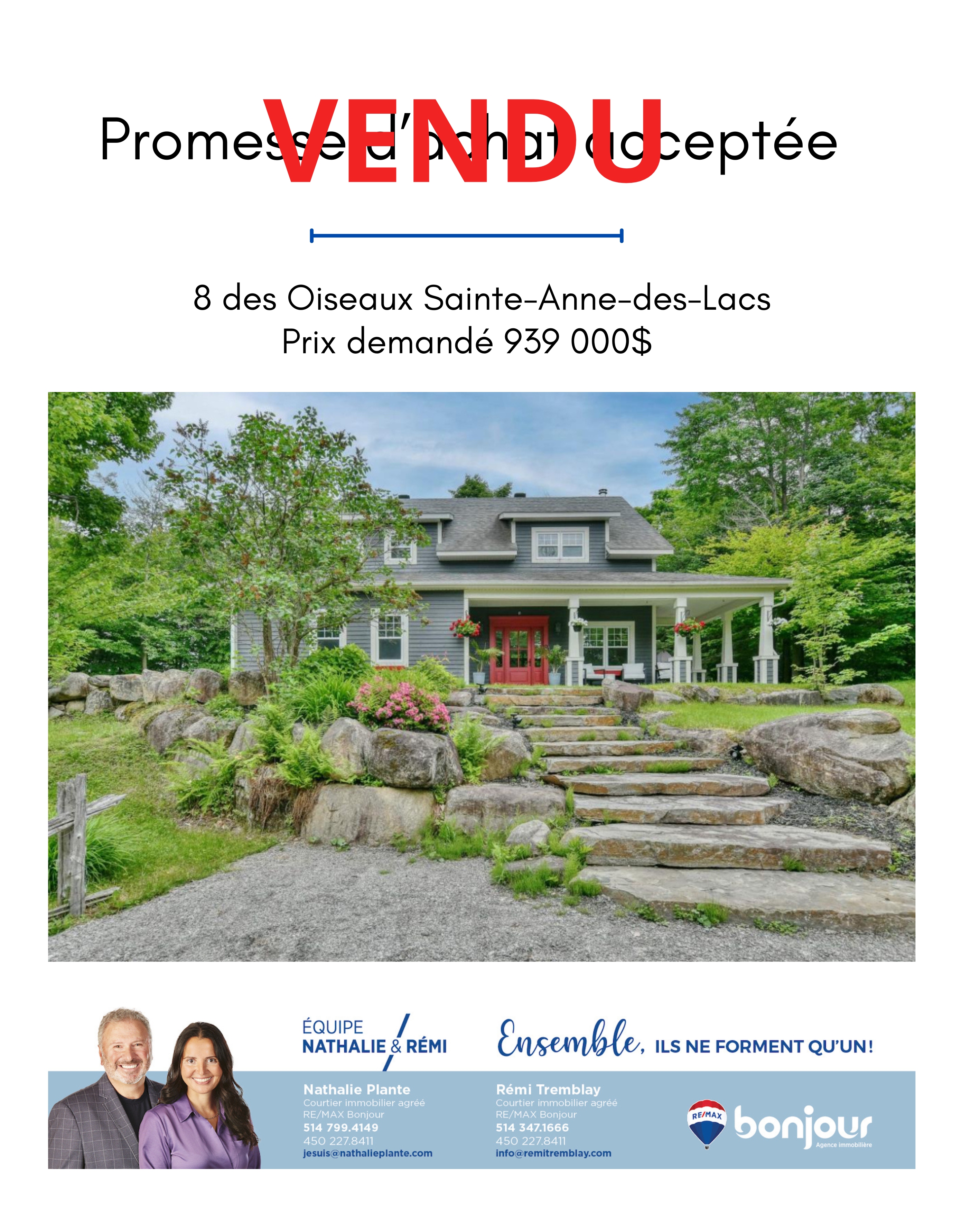 Images Nathalie Plante et Rémi Tremblay, RE/MAX Du Cartier Bonjour - Courtiers immobiliers inc. agréés, DA. Saint-Sauveur