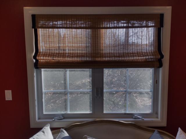 Budget Blinds of Ossining had the pleasure of installing Woven Wood Shades in this Pleasantville home and what a difference they made! The texture rich tones and modern deign accent this space perfectly while filtering light and providing privacy. #WindowWednesday #BudgetBlindsOssining #ShadesofBeau