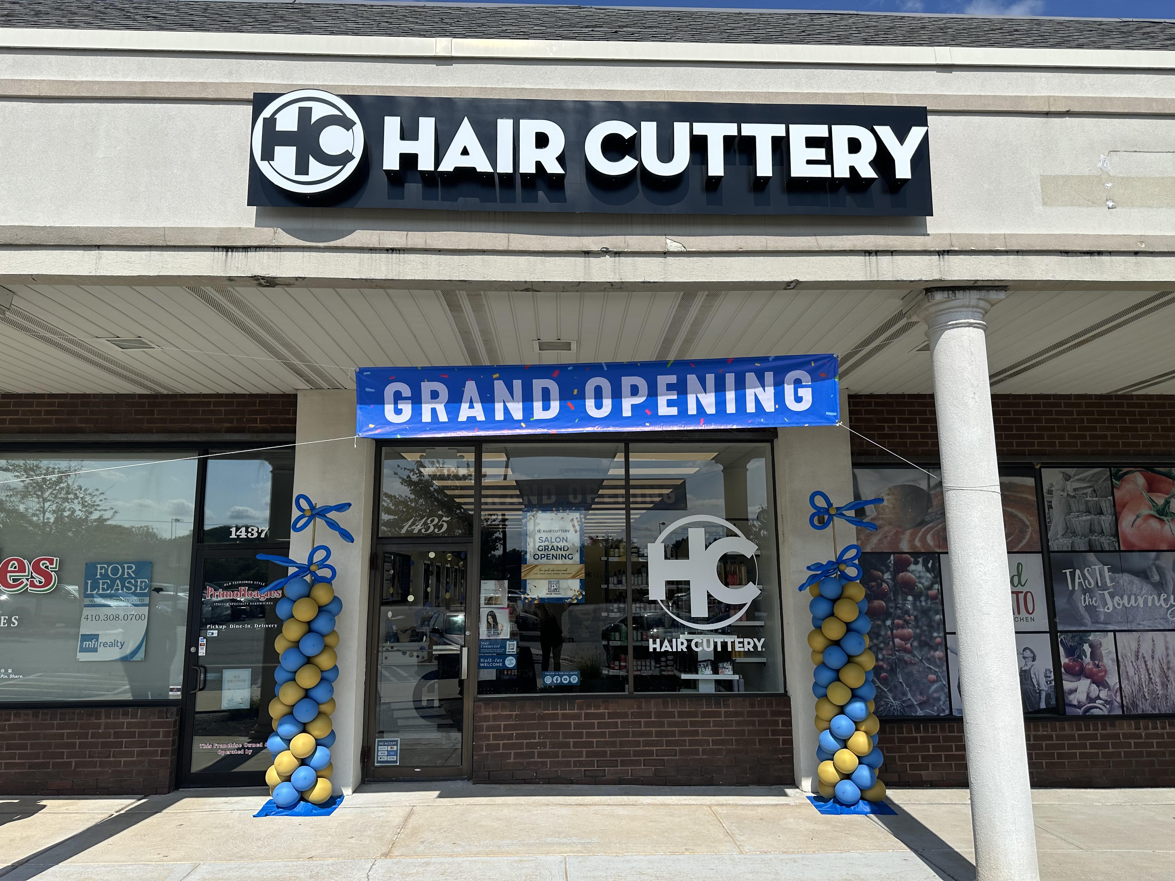 Front of Hair Cuttery salon in Bel Air, MD Grand Opening Event