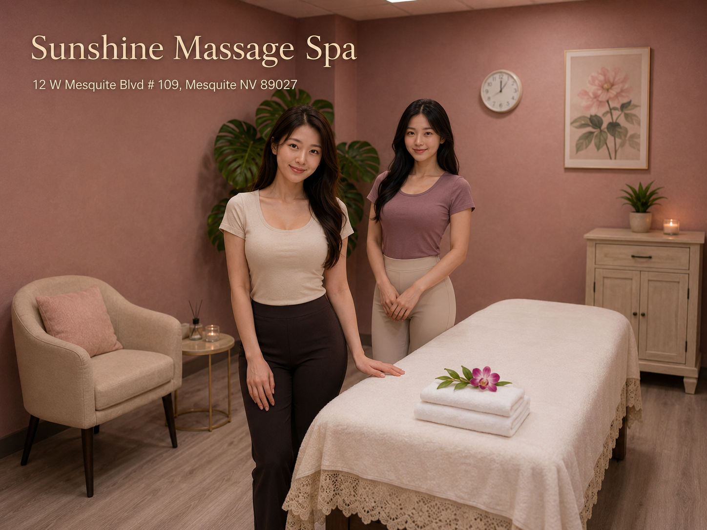 Sunshine Massage Spa shop photo in Mesquite, NV, showing the massage spa environment for local customers looking for massage near me, body massage, deep tissue massage, and relaxing massage services.