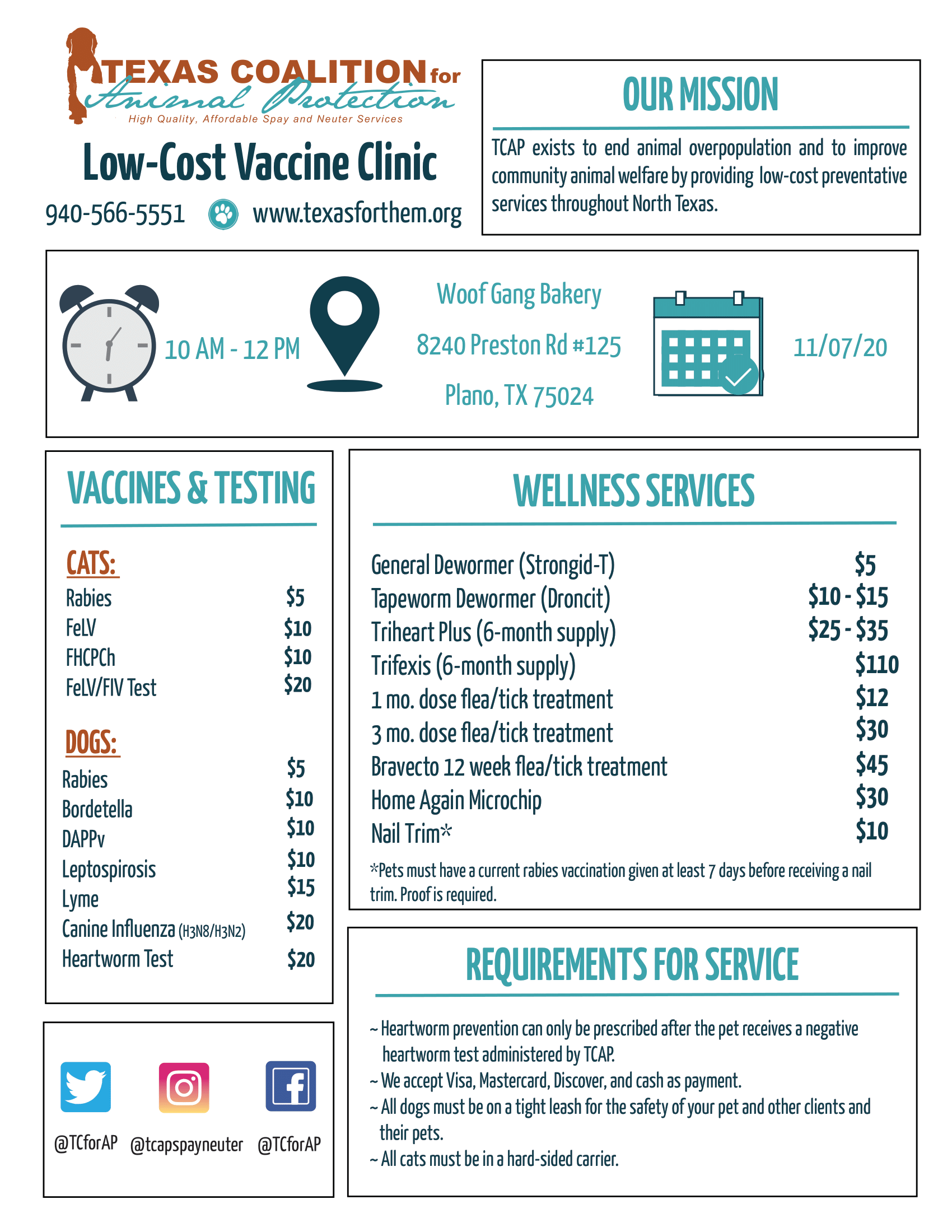 Tcap low cost store vaccinations