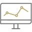 Graph on computer screen icon.