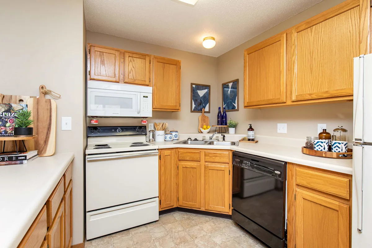 Kitchen with spacious countertops and cabinets