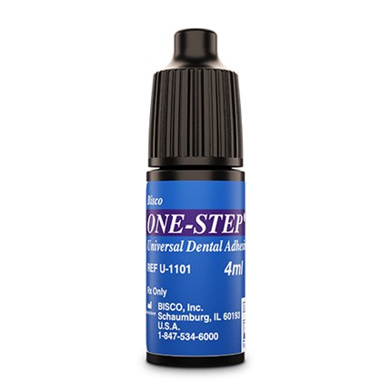 One-Step and One-Step Plus are light-cured, single component adhesives that, unlike others, bond to a multitude of dental substrates, including self-cured and dual-cured materials. One-Step, the clinically proven unfilled adhesive is also available in a filled version, One-Step Plus. The One-Step and One-Step Plus formulations utilize some of the same proprietary chemistry found in All-Bond 2®.