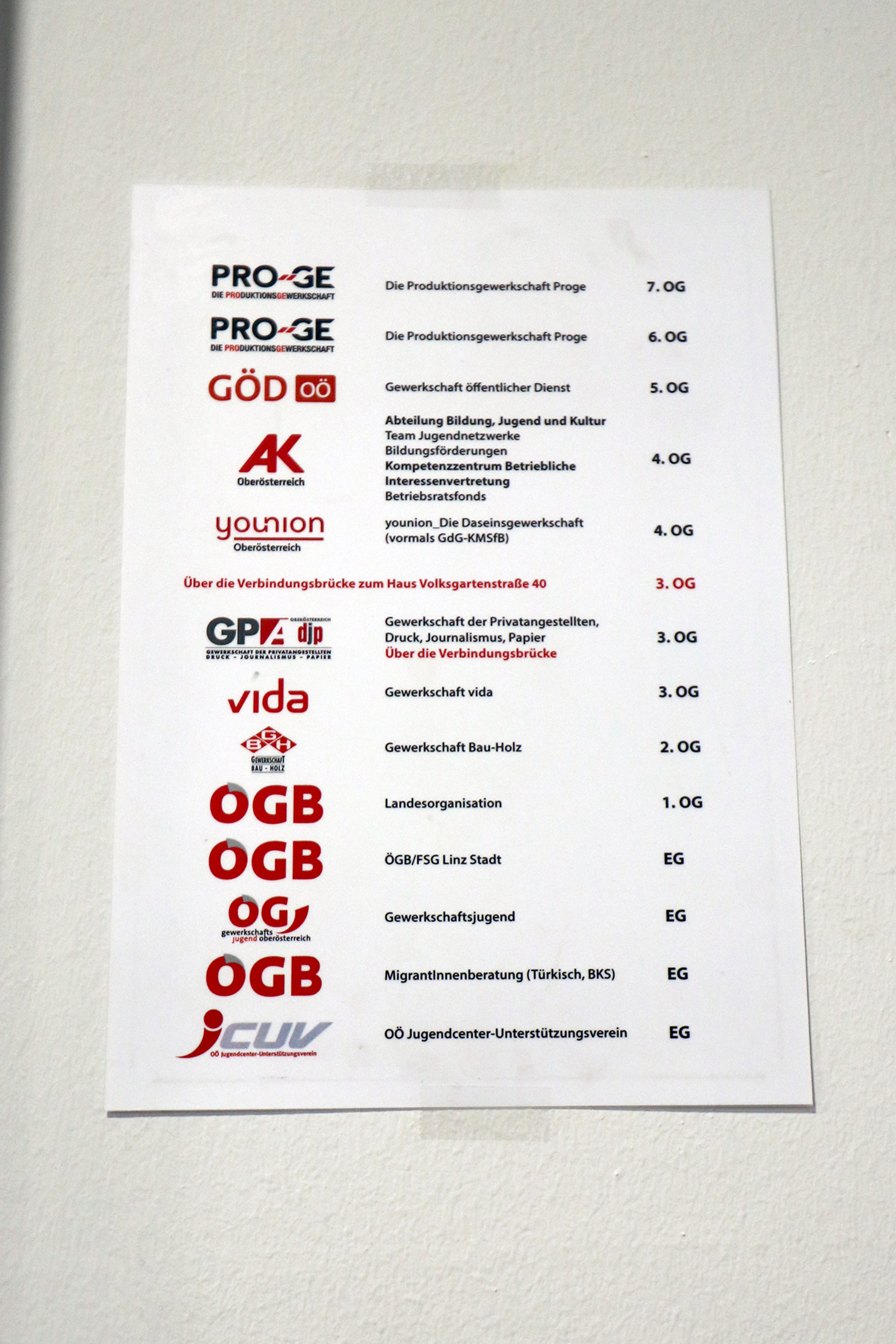 Gewerkschaft PRO-GE, Landesorganisation Oberösterreich, Volksgartenstraße 34 in Linz