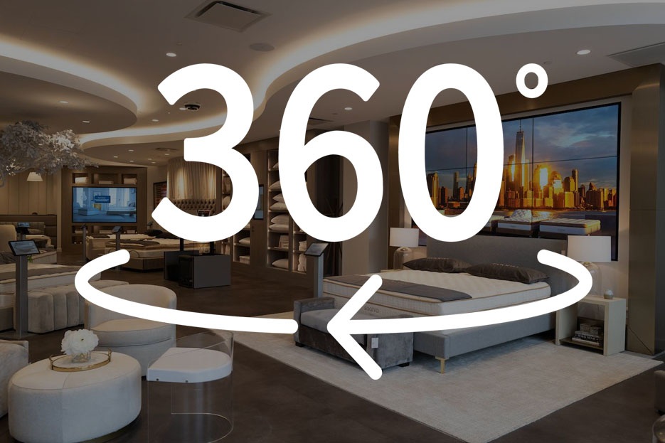 Interactive 3D virtual tour of the Saatva Viewing Room in Manhasset, New York.