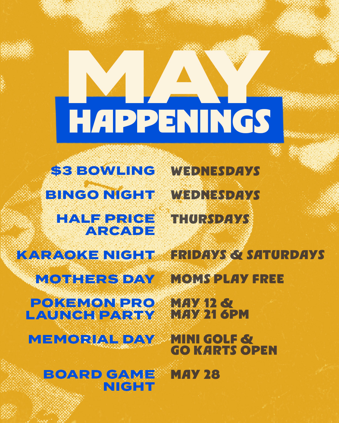 May is packed with events at Kristof’s Entertainment Center! From bowling and arcade fun to special events all month long, there’s always something happening at Kristof’s. Check out our May schedule and start planning your next visit!