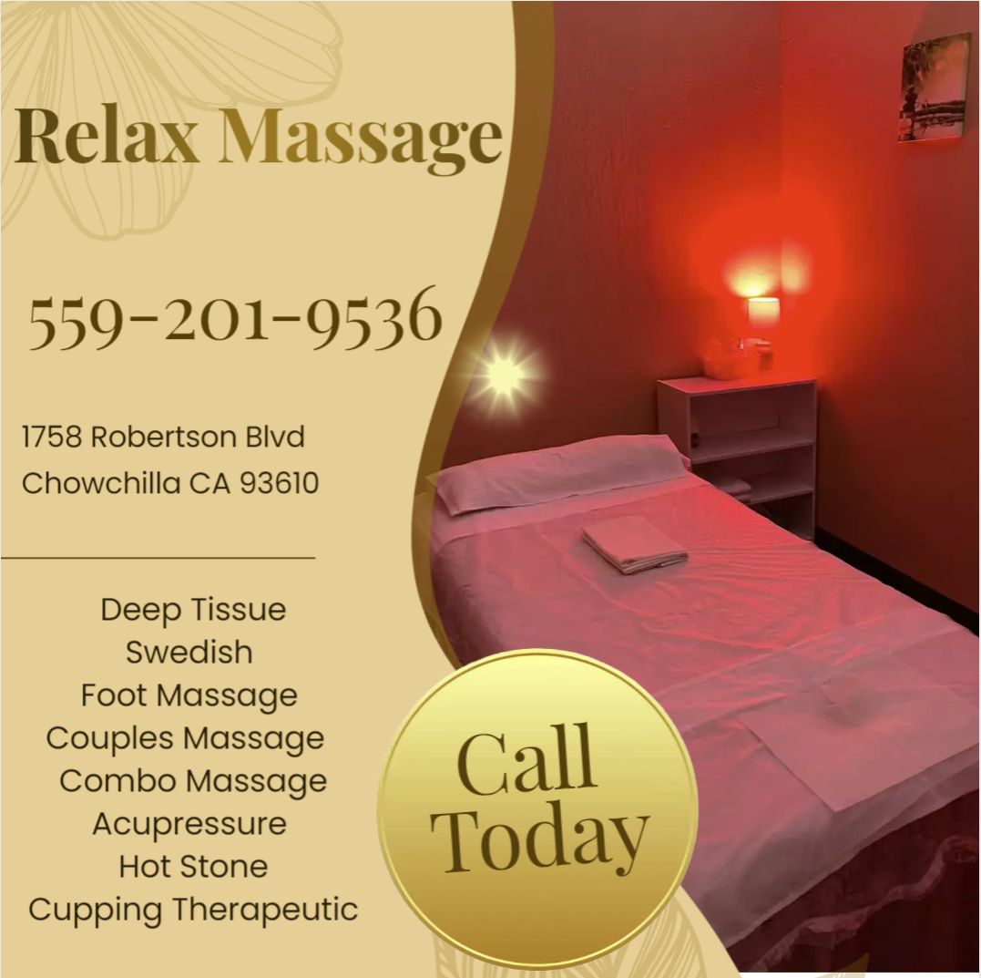 Our traditional full body massage in Chowchilla, CA
includes a combination of different massage therapies like 
Swedish Massage, Deep Tissue,  Sports Massage,  Hot Oil Massage
at reasonable prices.