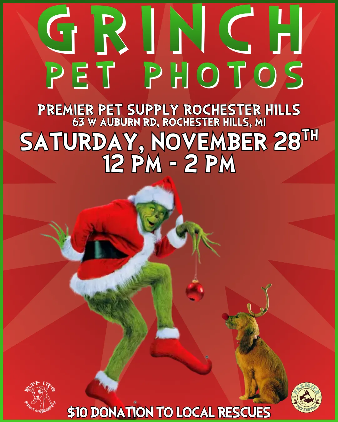 Image of Local Pet Event GRINCH PHOTOS W/ RUFF LIFE PHOTOGRAPHY | ROCHESTER HILLS Nearby