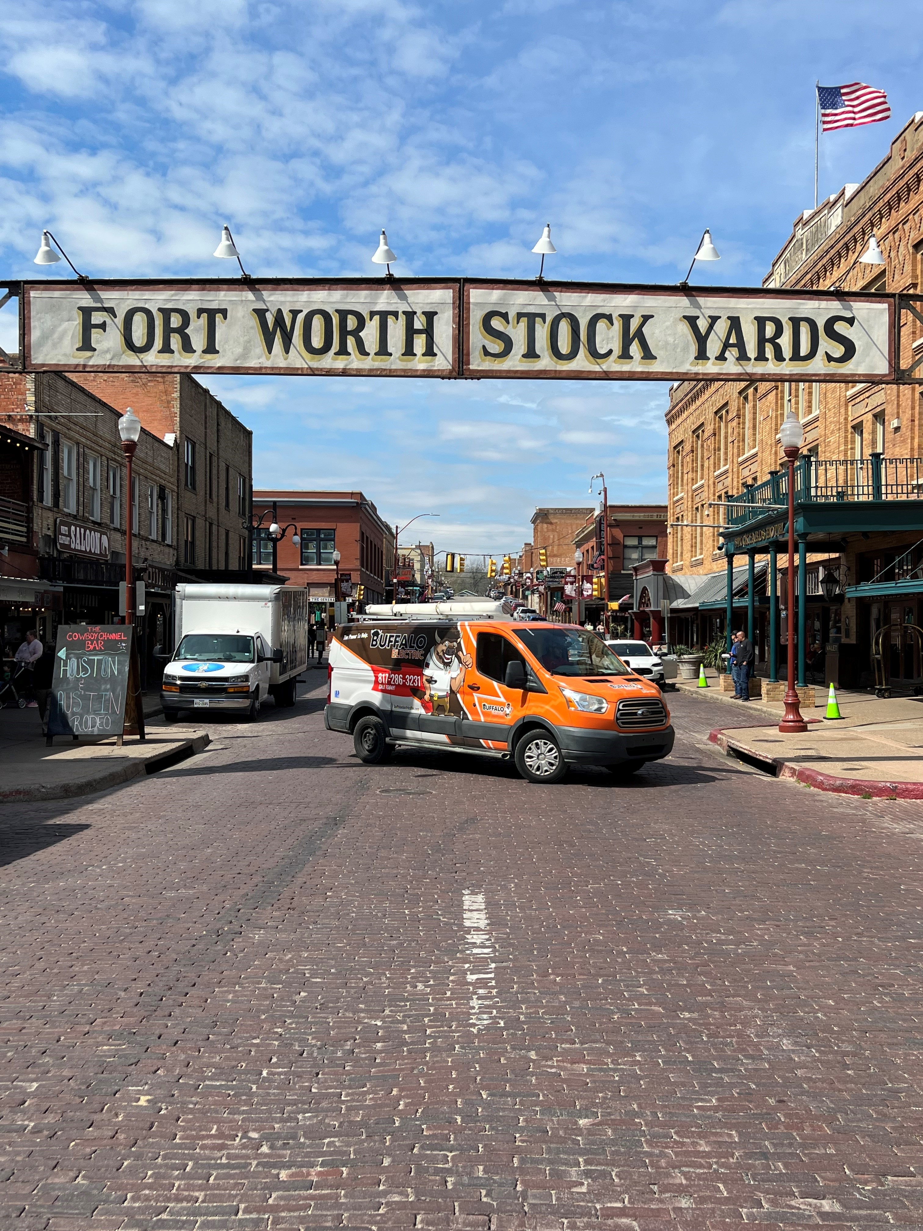 The Buffalo Electric Team vising the Fort Worth TX Stock Yards in the Buffalo Electric Service Vehic Buffalo Electric Fort Worth (817)252-4847