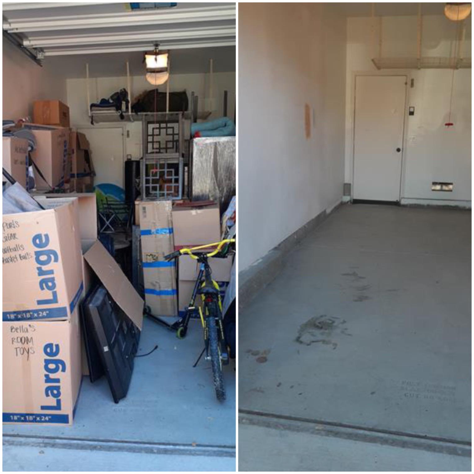 A before and after photo from a property clean up. Our team assisted in the property cleaning to help the client become junk free!