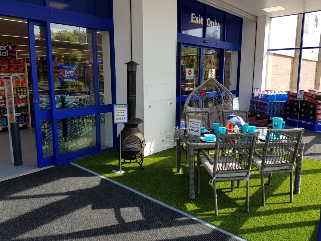 The amazing garden range greeting shoppers as they arrive at B&M's newest Home Store in Culverhouse Cross, Cardiff.