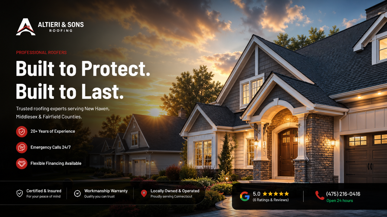 Get a reliable, long-lasting roof over your head without the stress—plus save $500 on any full roof replacement. Altieri and Sons Roofing provides fast 24-hour quotes, flexible financing, and direct insurance billing to make your roofing project completely hassle-free. Backed by 20+ years of family-owned excellence in Connecticut, our bilingual team handles everything from minor leak repairs to complete GAF Timberline shingle installations. Don't risk weather damage; contact us now for your free, no-obligation estimate and secure your $500 savings