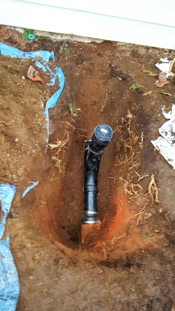 Sewer line section repair+ clean-out installation. 
