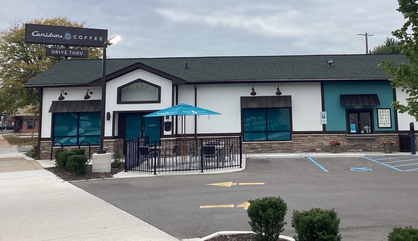 Storefront of the Caribou Coffee at 22134 Woodward Ave in Ferndale