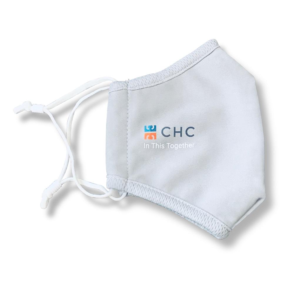 Face mask for CHC Hydronics. Branded merch by PLC Print.