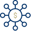 Money symbol with protruding lines icon.