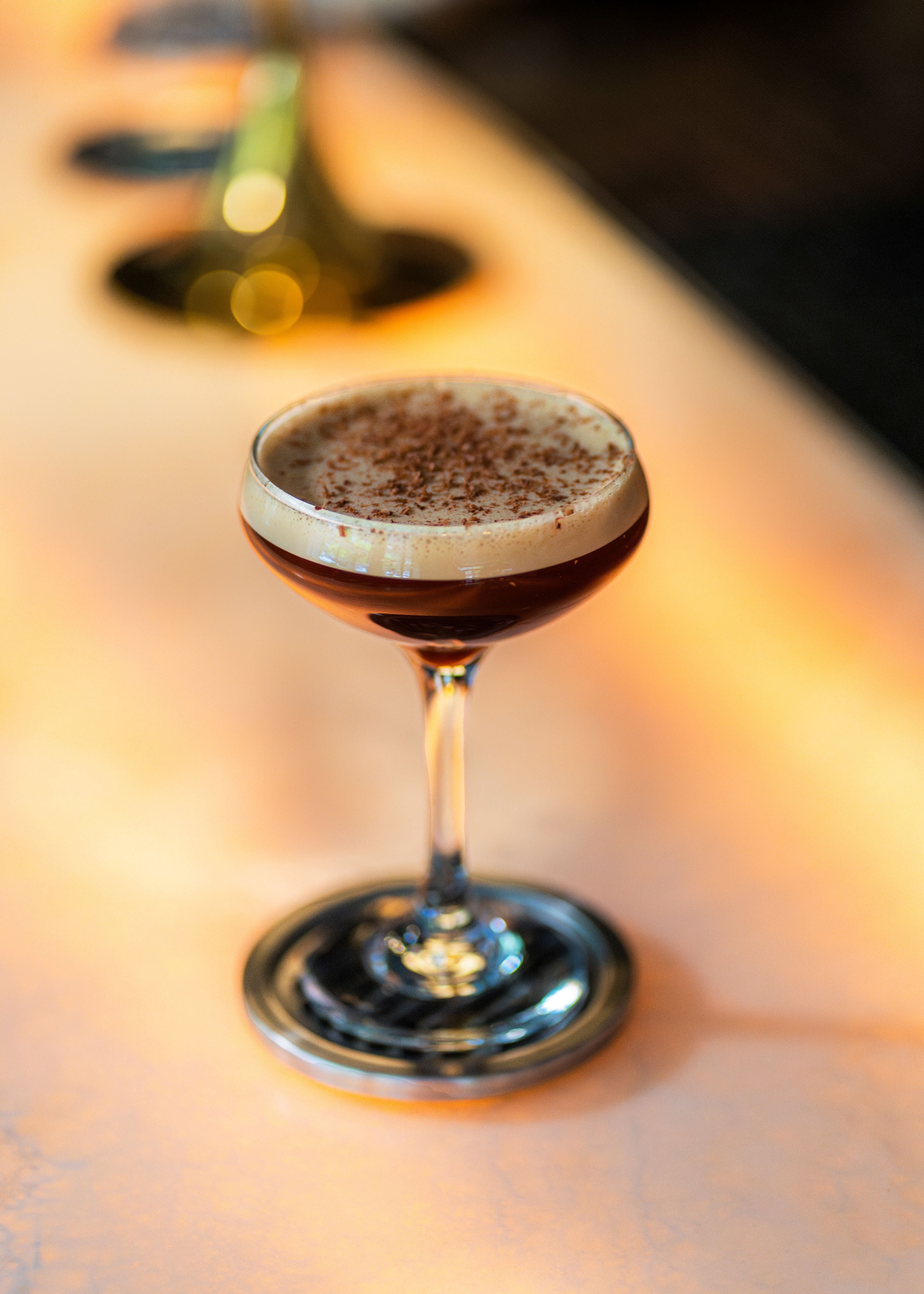 ESPRESSO MARTINI vodka, amaro, demerara gum, espresso “$1 of each sold is donated to the PTSD Foundation of America to benefit our veterans”