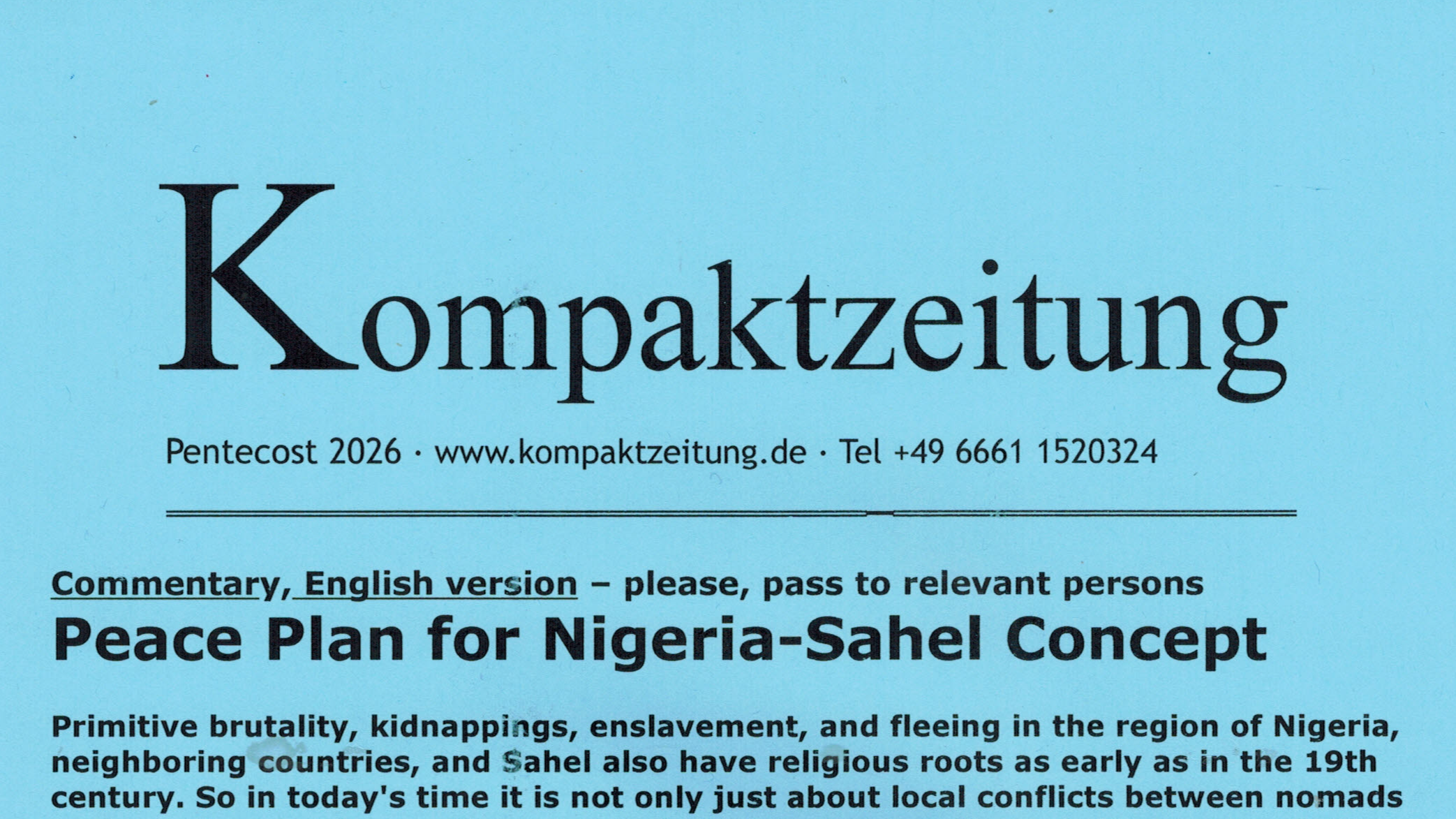 Peace Plan Nigeria Ecowas Sahel in Schlüchtern