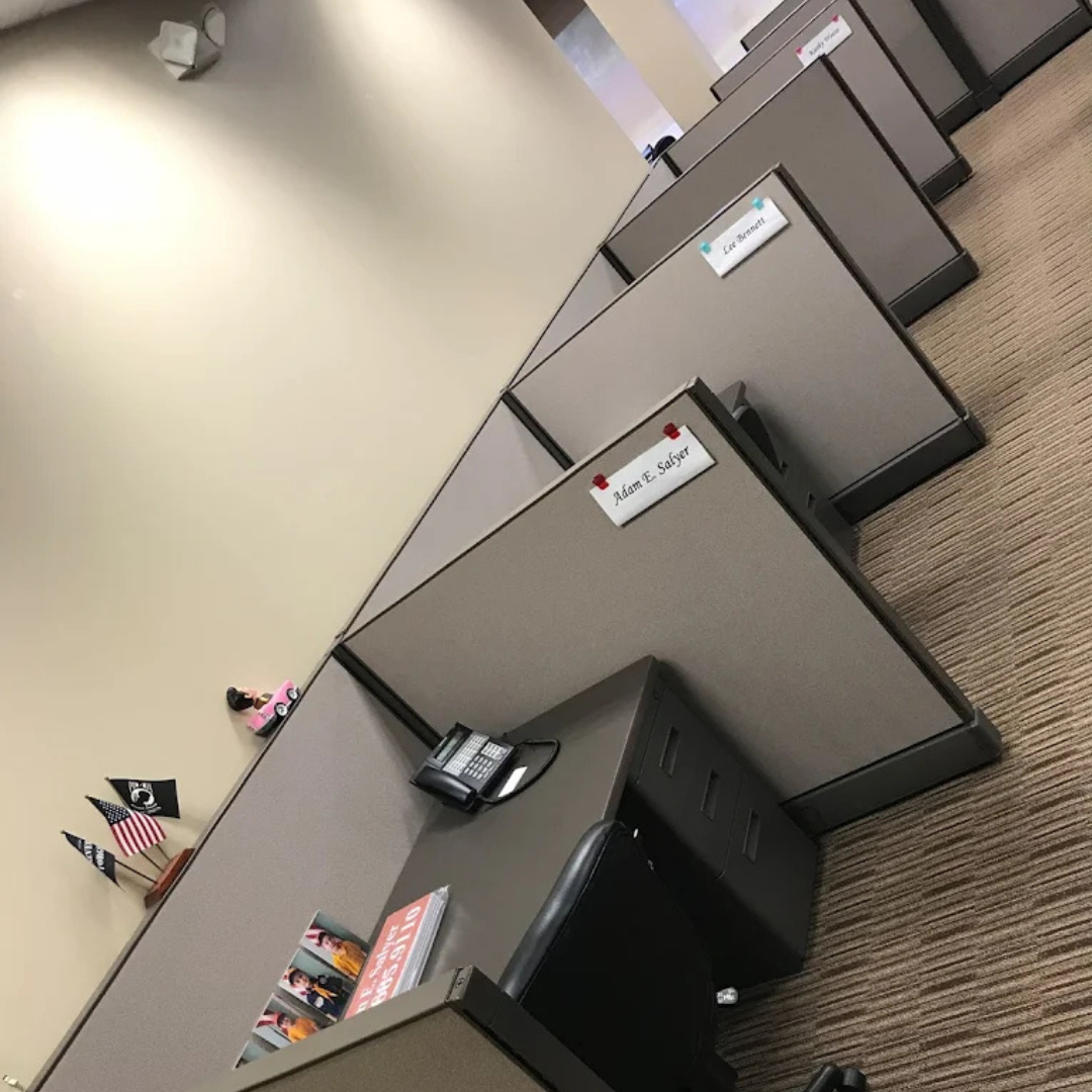 Cubicle workstations being prepared for relocation by Econo Move & Storage, a San Antonio commercial 