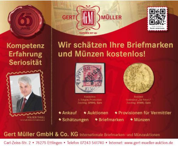Bilder Gert Müller GmbH Internationale Briefmarken- und Münzauktionen