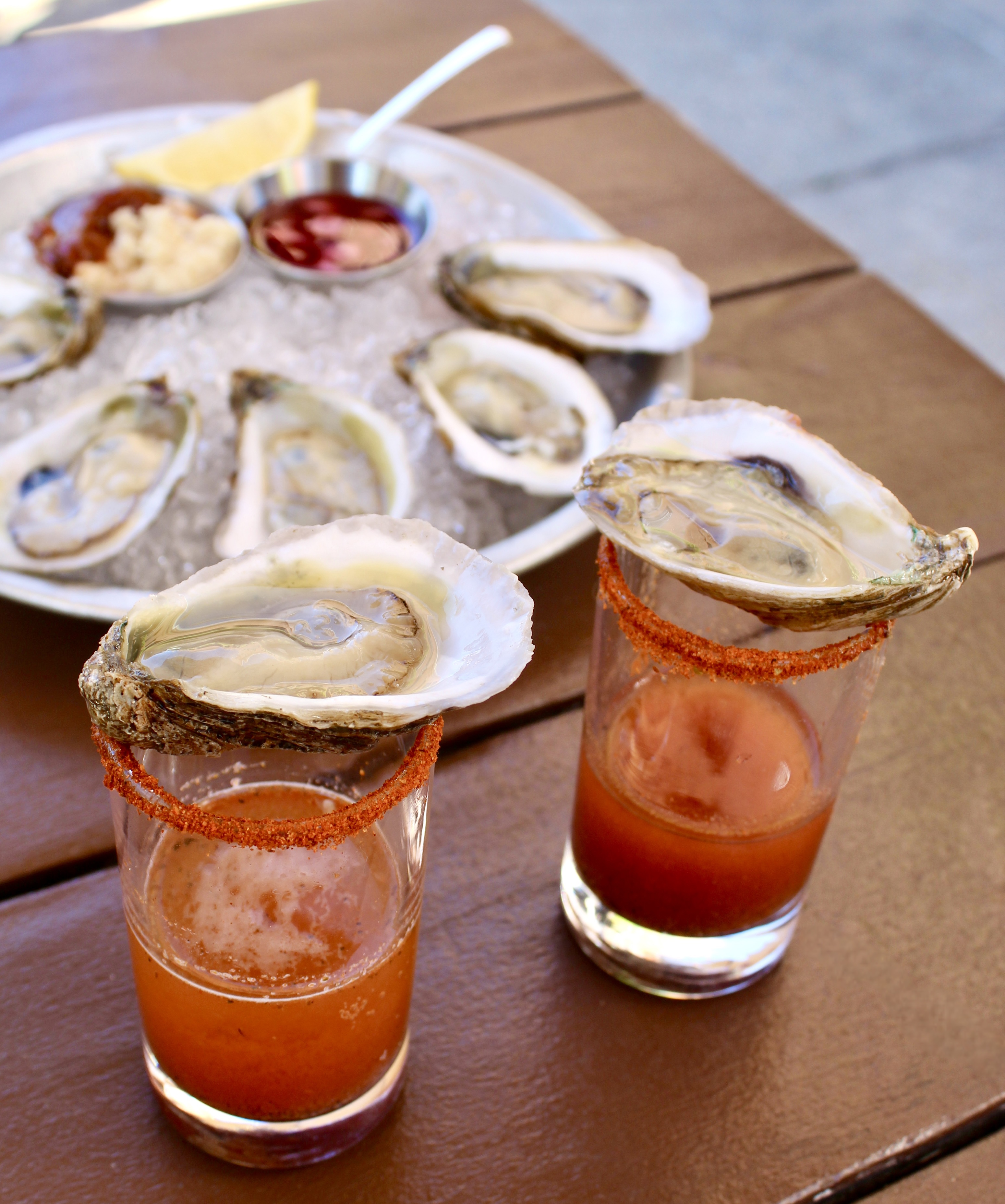 Mama's signature Oyster Shooters 