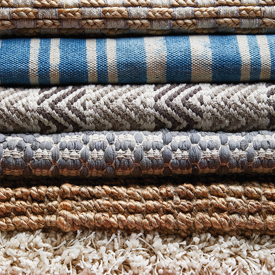 textured, printed striped rugs selection