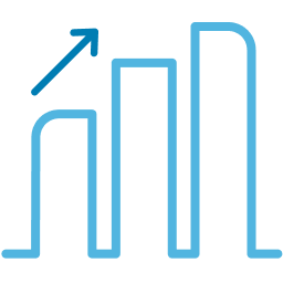 Uptrend bar graph icon.